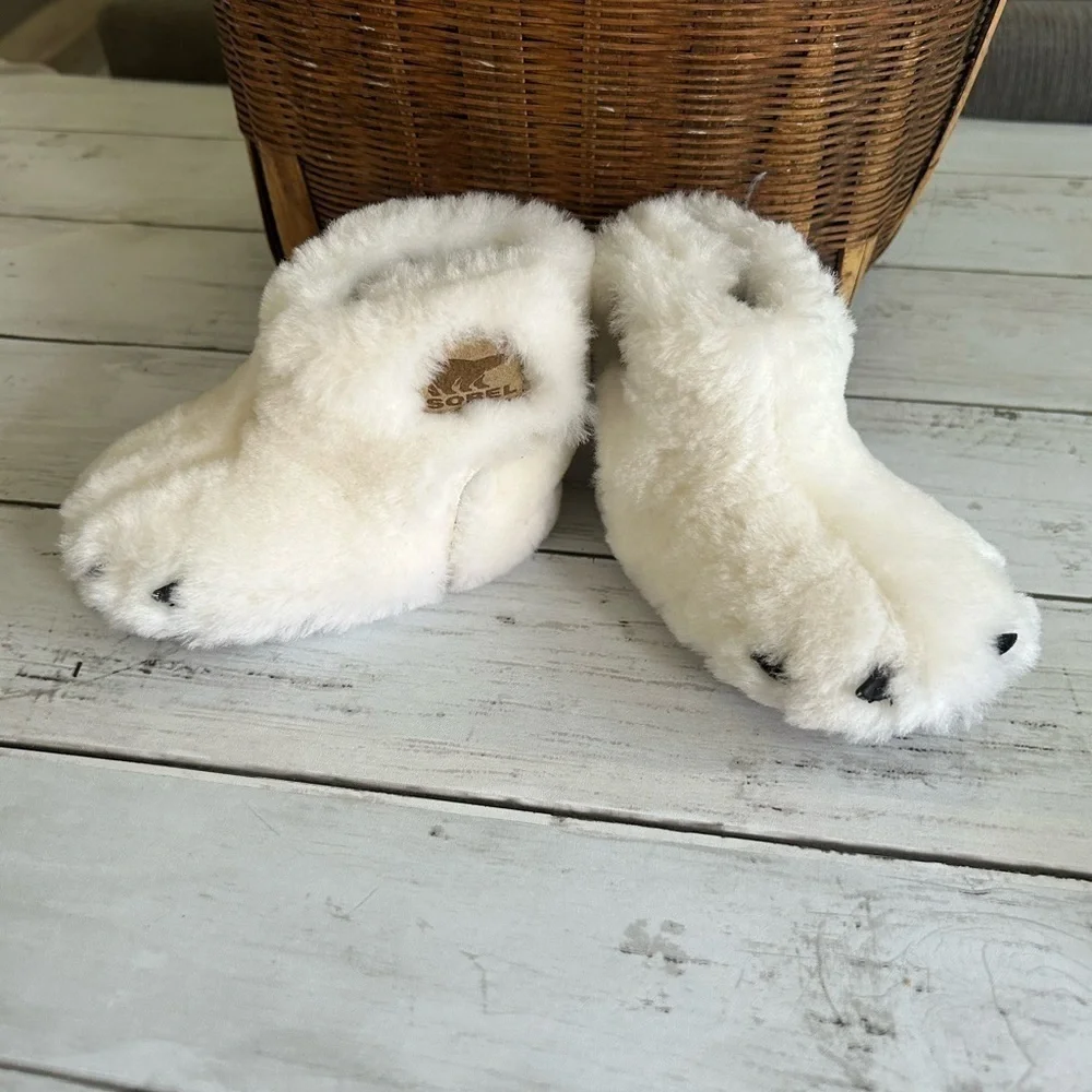 Sorel Infant Bear Paw Slippers White Size 3 (6-12 Months)
